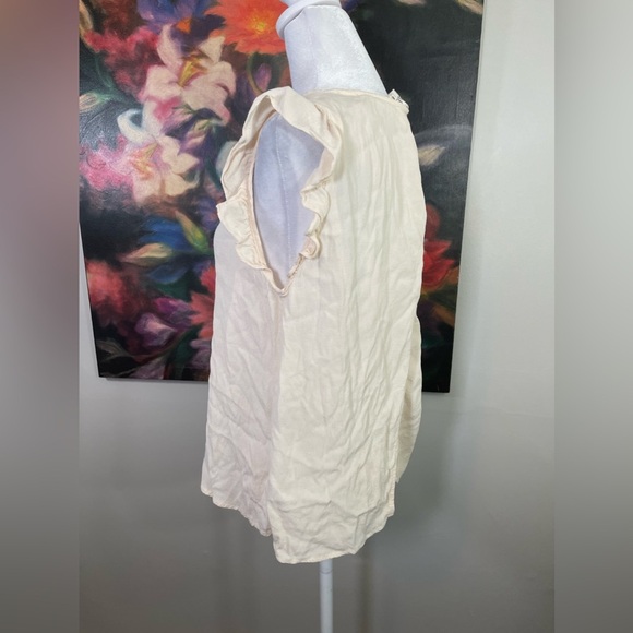 Ba&sh Cream Flutter Ruffle Sleeves Open Back Tank Blouse Top XS - Picture 3 of 9